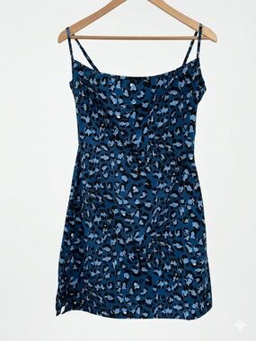 Brave Soul London Blue and Black Leopard Slip Dress. Size Small. NWT